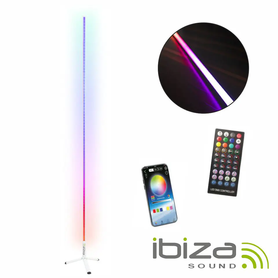 Tubo LED RGB 1.8m Bluetooth C/ Suporte Branco IBIZA 1
