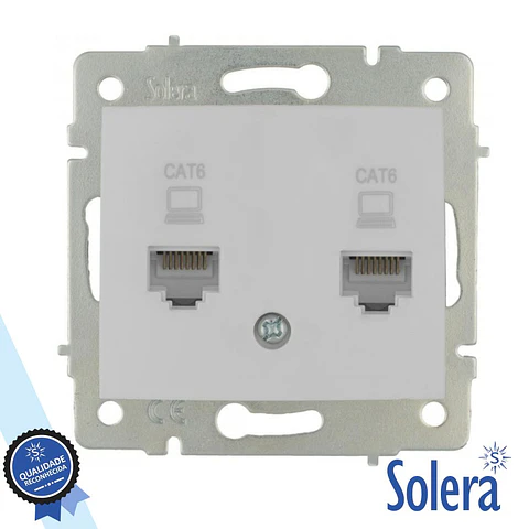 Tomada de Encastrar RJ45 C/ 2 Saídas Sem Moldura SOLERA