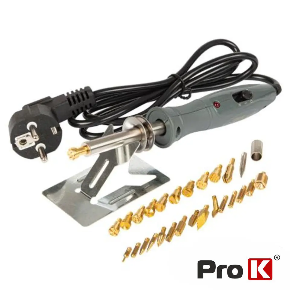 Pirografo Gravador Ferro Soldar Regulavel 26 Peças PROK 1