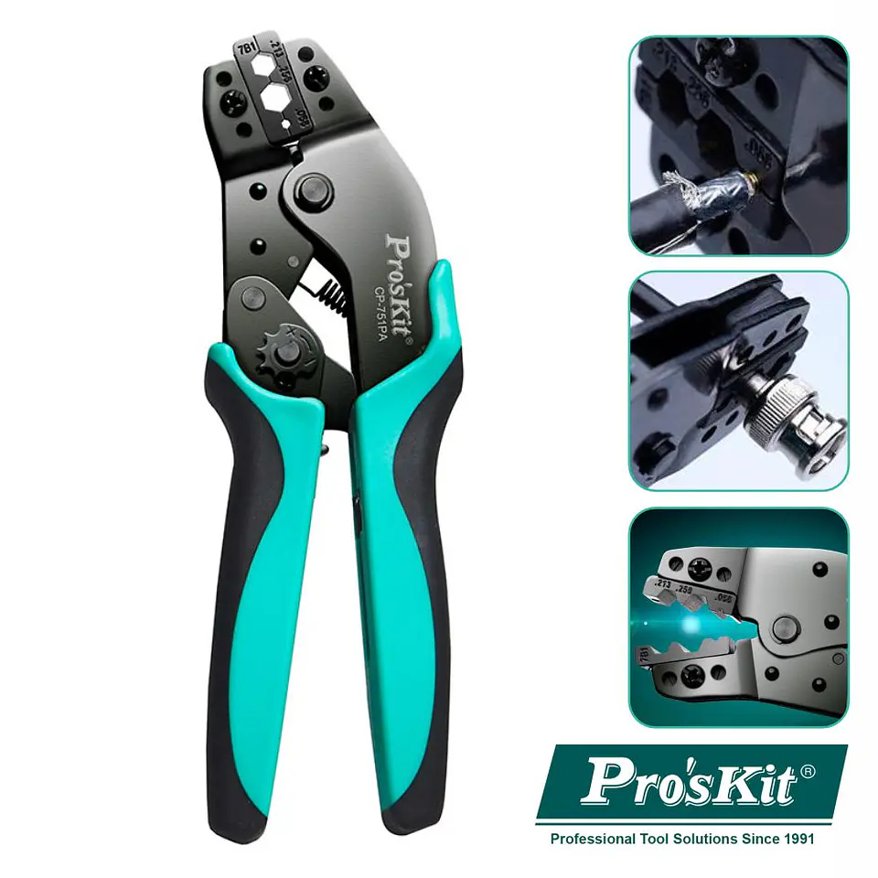 Alicate de Cravar Fichas Coaxiais BNC 190mm PROSKIT 1