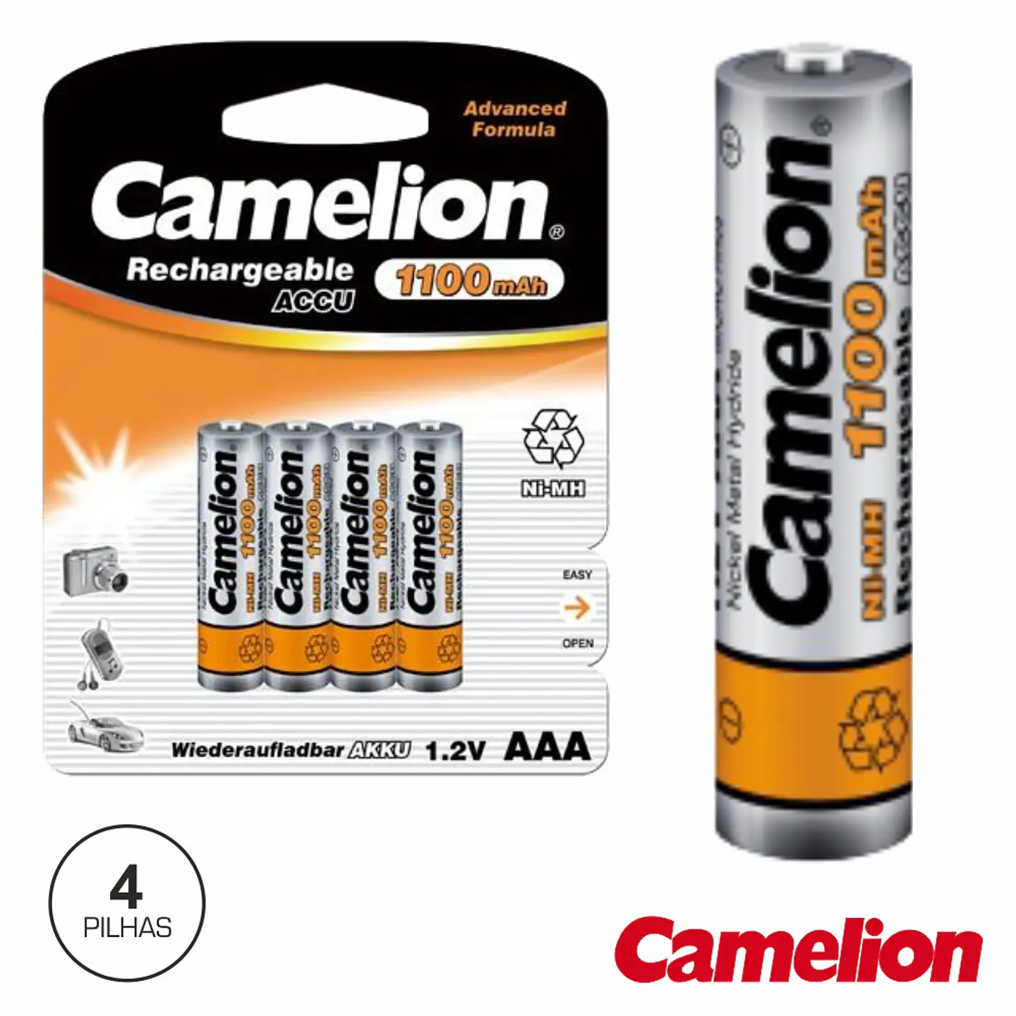 BATERIA NI-MH AAA1.2V 1100MA 4X BLISTER CAMELION 1