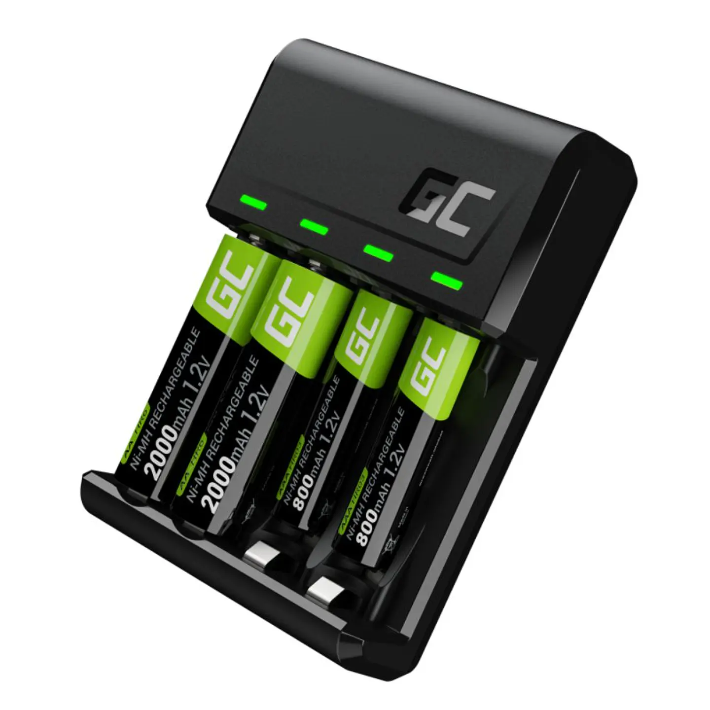 Carregador Pilhas AA/AAA C/ 2x AA / 2x AAA 800mAh GREEN CELL 1