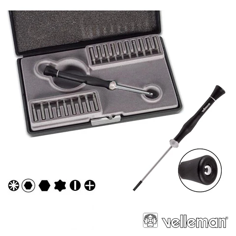 CONJUNTO DE 19 PONTAS P/ ELECTRÓNICA C/ CHAVE VELLEMAN