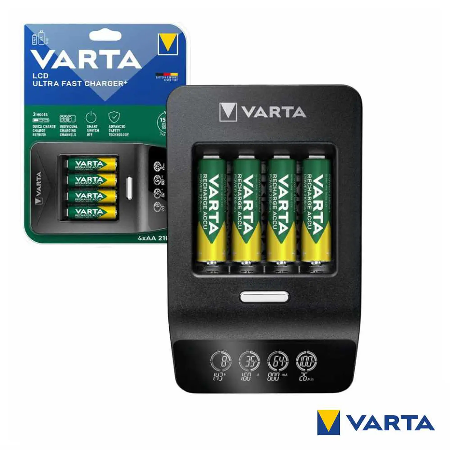 Carregador pilhas AA/AAA 57685 C/ 4x Pilhas AA 2100mAh VARTA 1