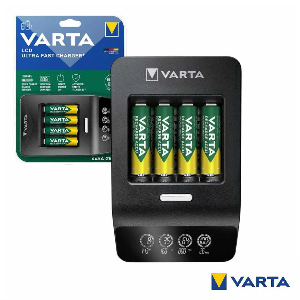 Carregador pilhas AA/AAA 57685 C/ 4x Pilhas AA 2100mAh VARTA 1