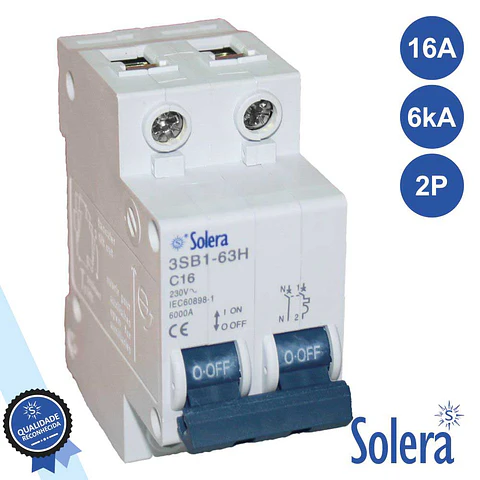 INTERRUPTOR DISJUNTOR 2P 16A 6kA 240/415V SOLERA