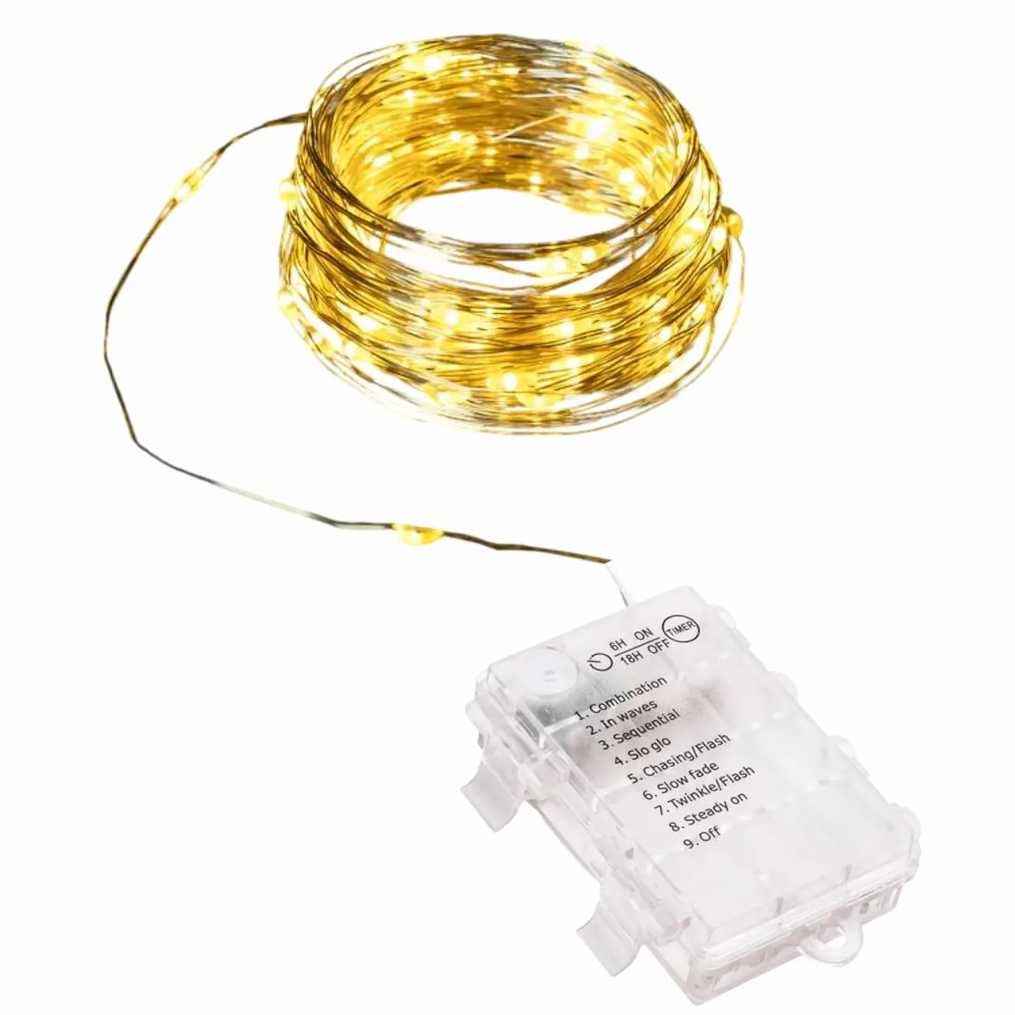 Luzes de Natal Arame 100 LED 3000K 3xAA 10m IP44 1