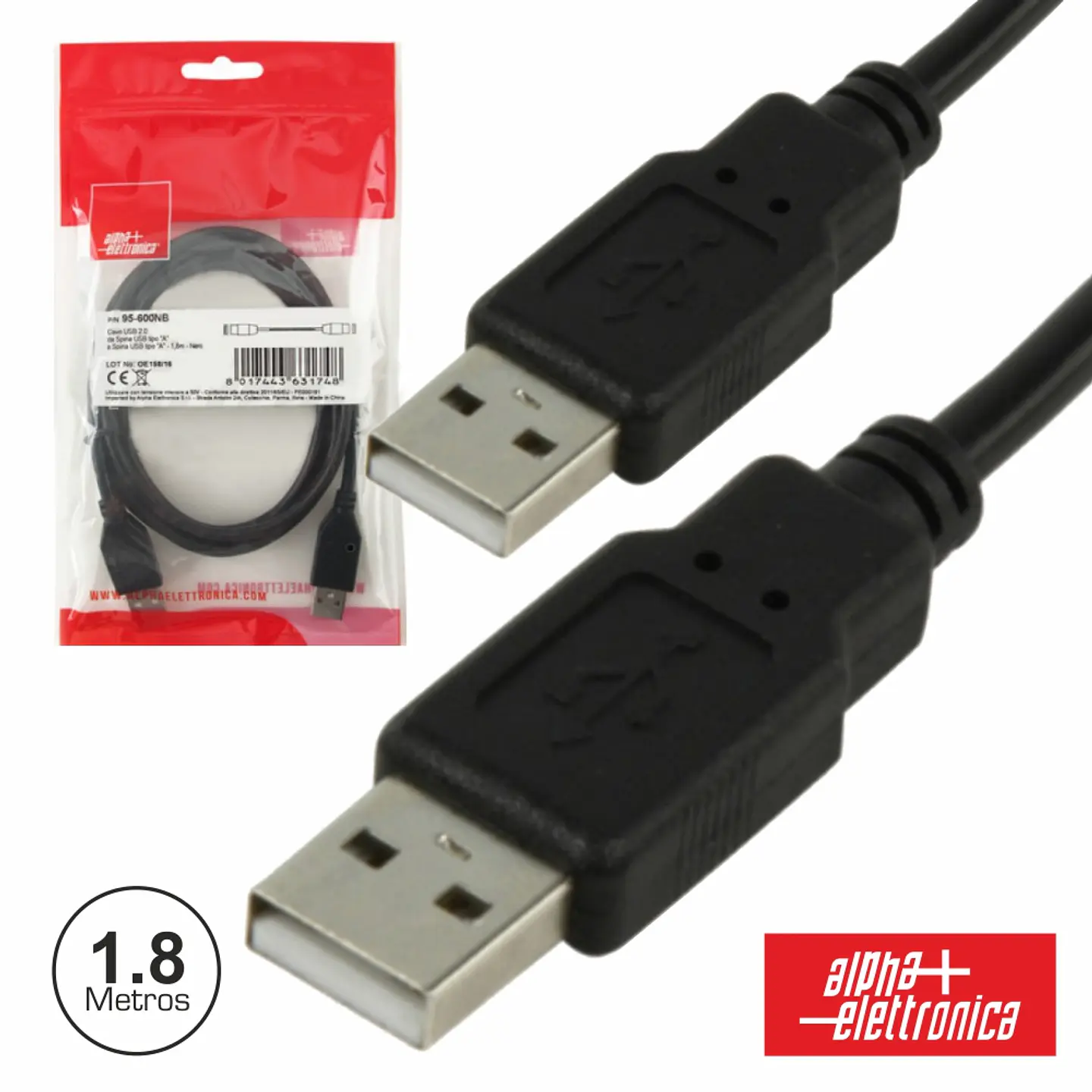 CABO USB-A 2.0 MACHO / USB-A MACHO 1.8M 1