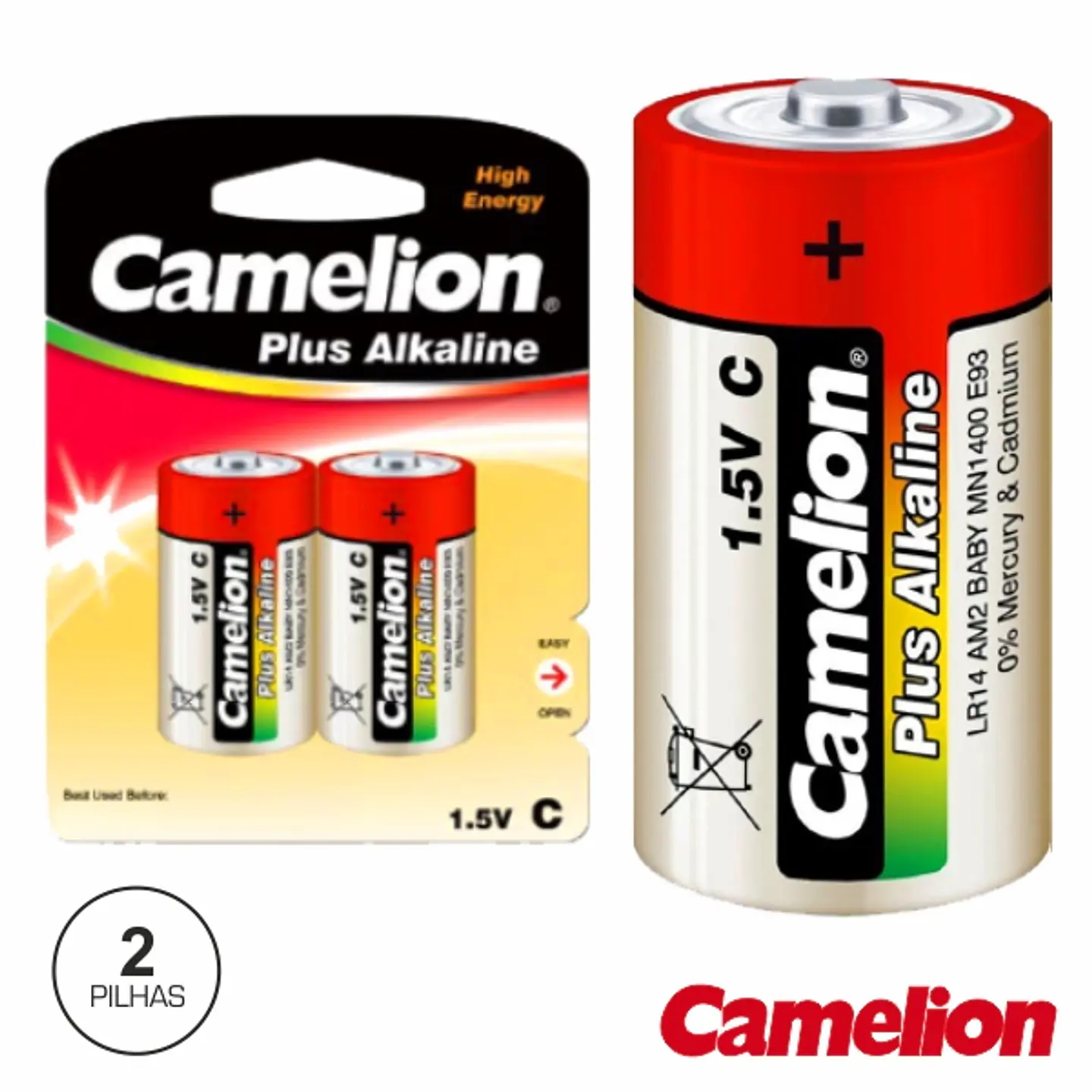 PILHA ALCALINA LR14/C 1.5V 2X BLISTER CAMELION 1