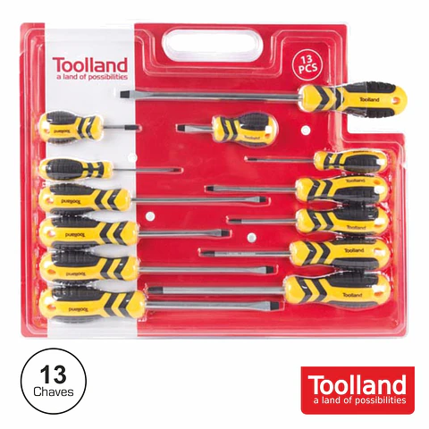 CONJUNTO DE 13 CHAVES FENDAS E PHILIPS TOOLLAND