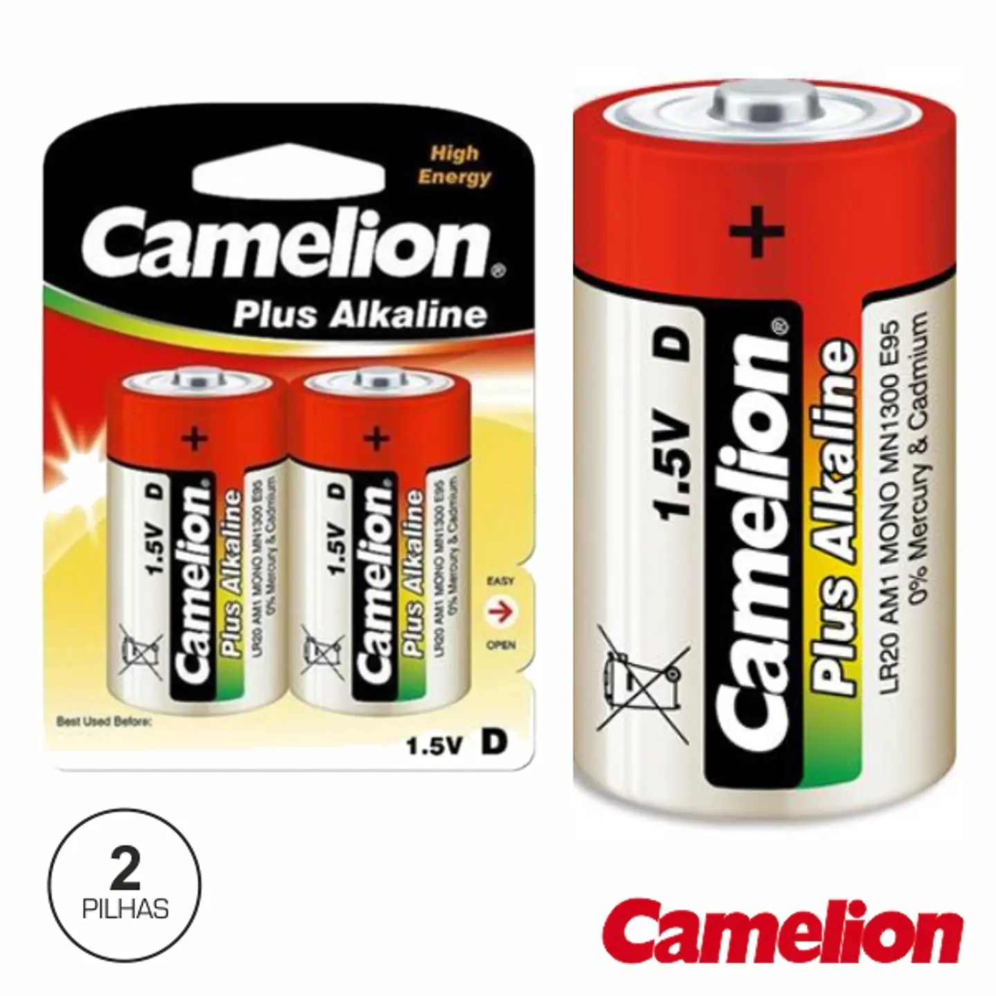 PILHA ALCALINA LR20/D 1.5V 2X BLISTER CAMELION 1
