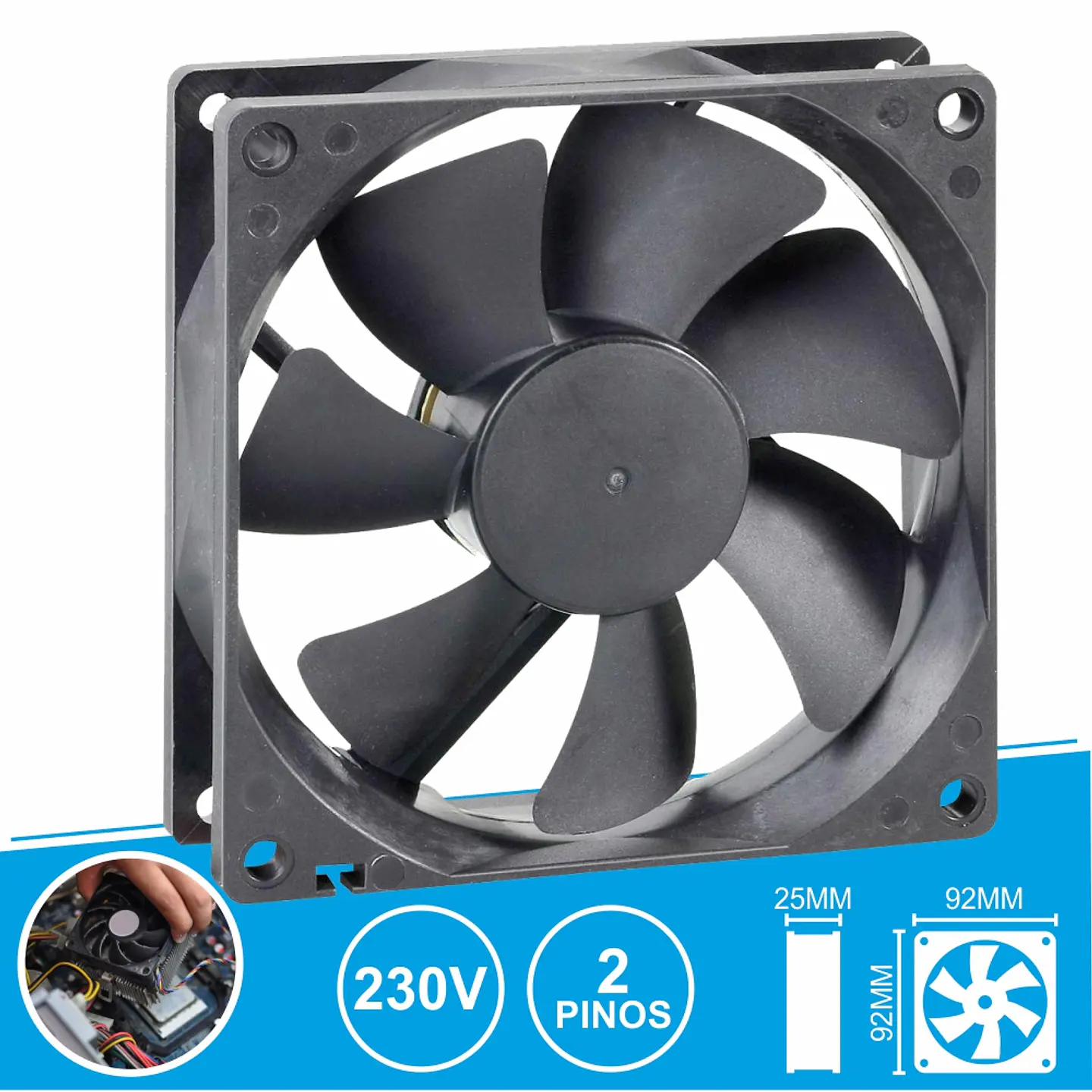 VENTOINHA 230V 92x92x25MM 2 PINOS SUNON 1