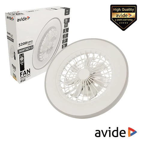 Ventoinha de Teto c/ Luz LED 2x24W 5200lm C/ Comando AVIDE