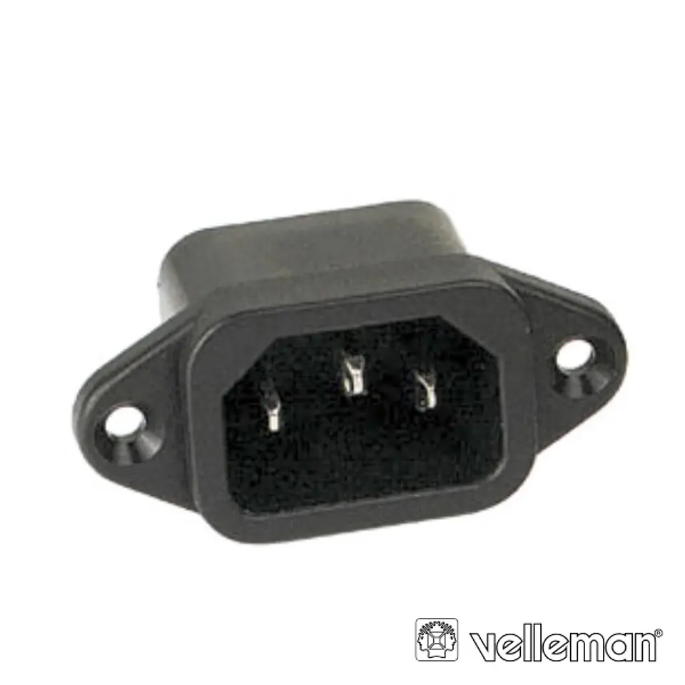 FICHA ALIMENTAÇÃO IEC C14 MACHO PAINEL 10A/250V VELLEMAN 1