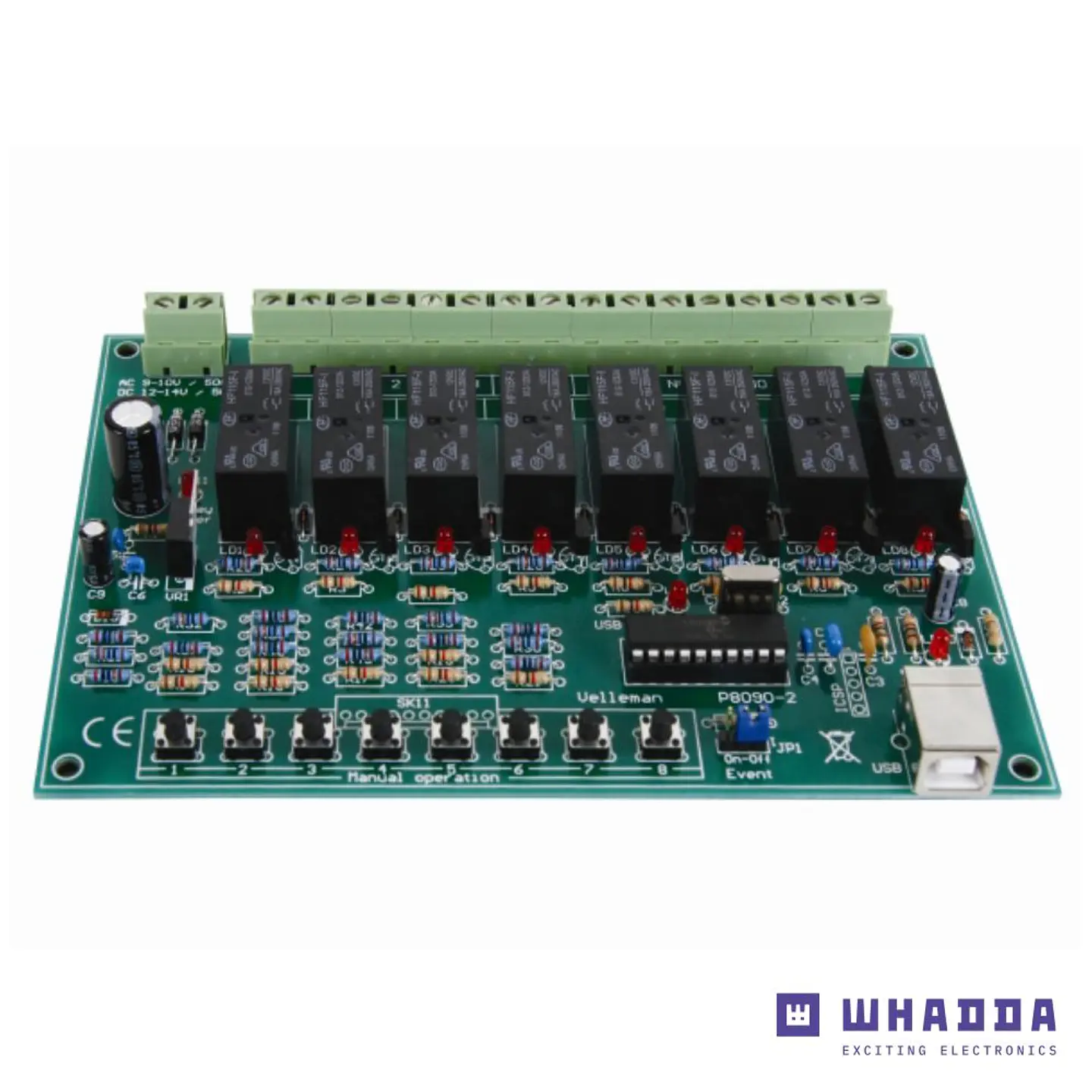 Placa USB Relé de 8 Canais WHADDA 1