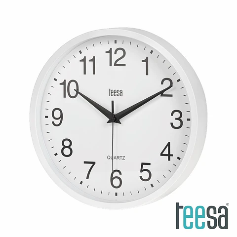 Relógio de Parede Redondo Branco Ø25cm TEESA