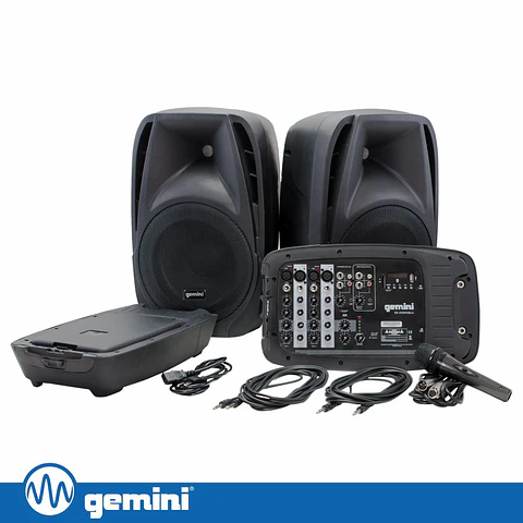 Conjunto De Som Amplificado Portátil 10" 600W USB/BT GEMINI