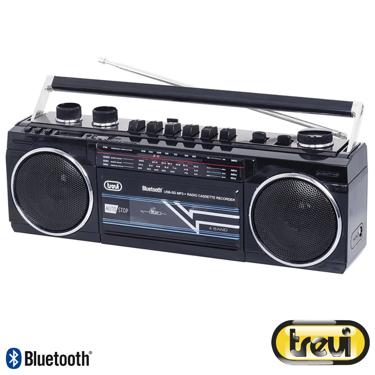 Rádio MP3 C/ MW/FM/SW1-2 Bluetooth Preto TREVI 1
