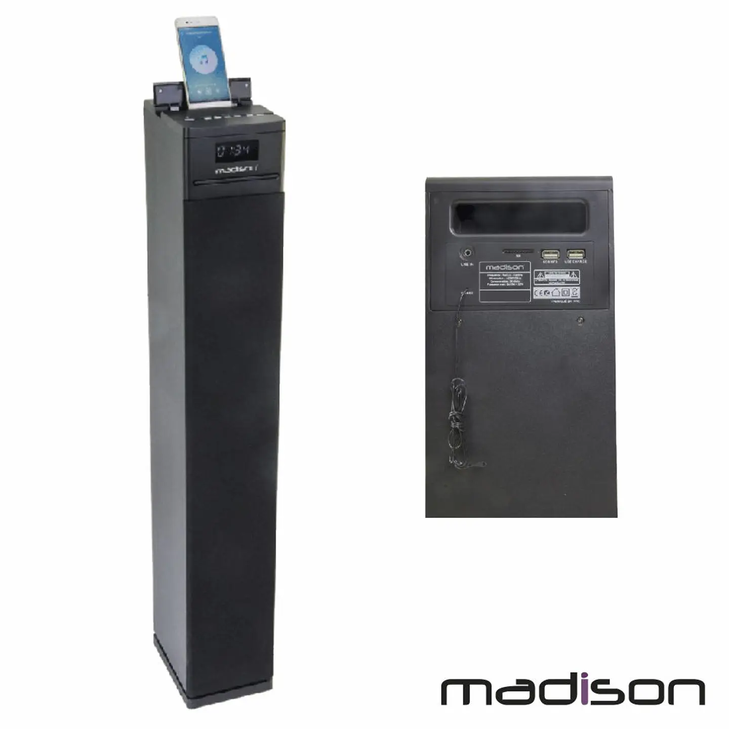 Coluna Centro Amplificada FM/USB/BT/SD/CD 130W MADISON 1