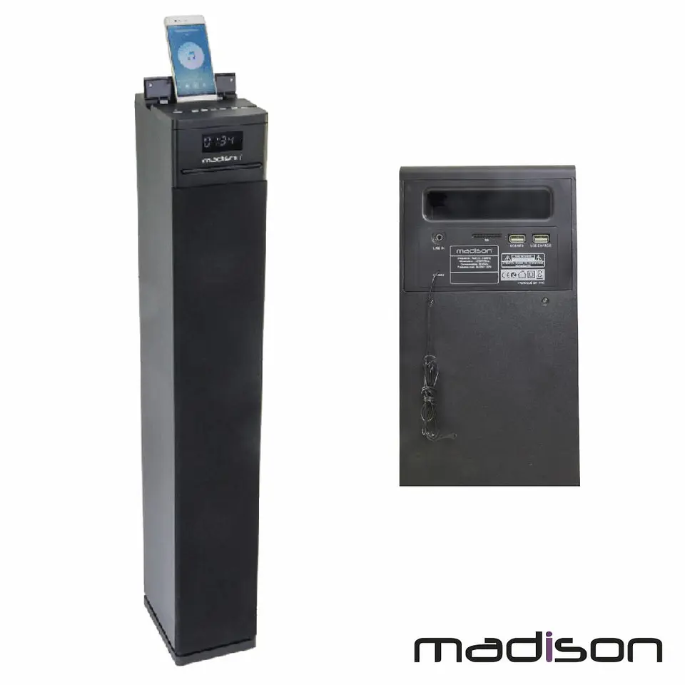 Coluna Centro Amplificada FM/USB/BT/SD/CD 130W MADISON 1