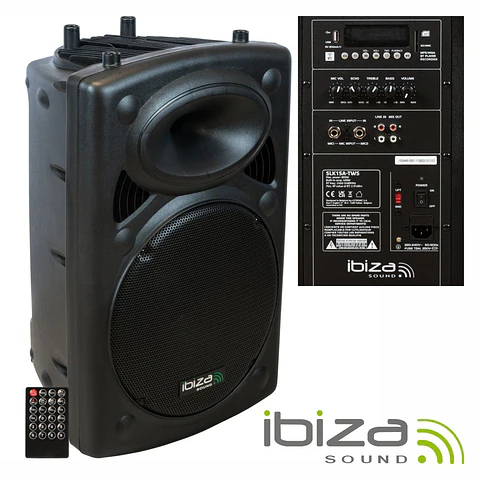 Coluna Amplificada 15" 800Wmáx USB/BT/TWS IBIZA
