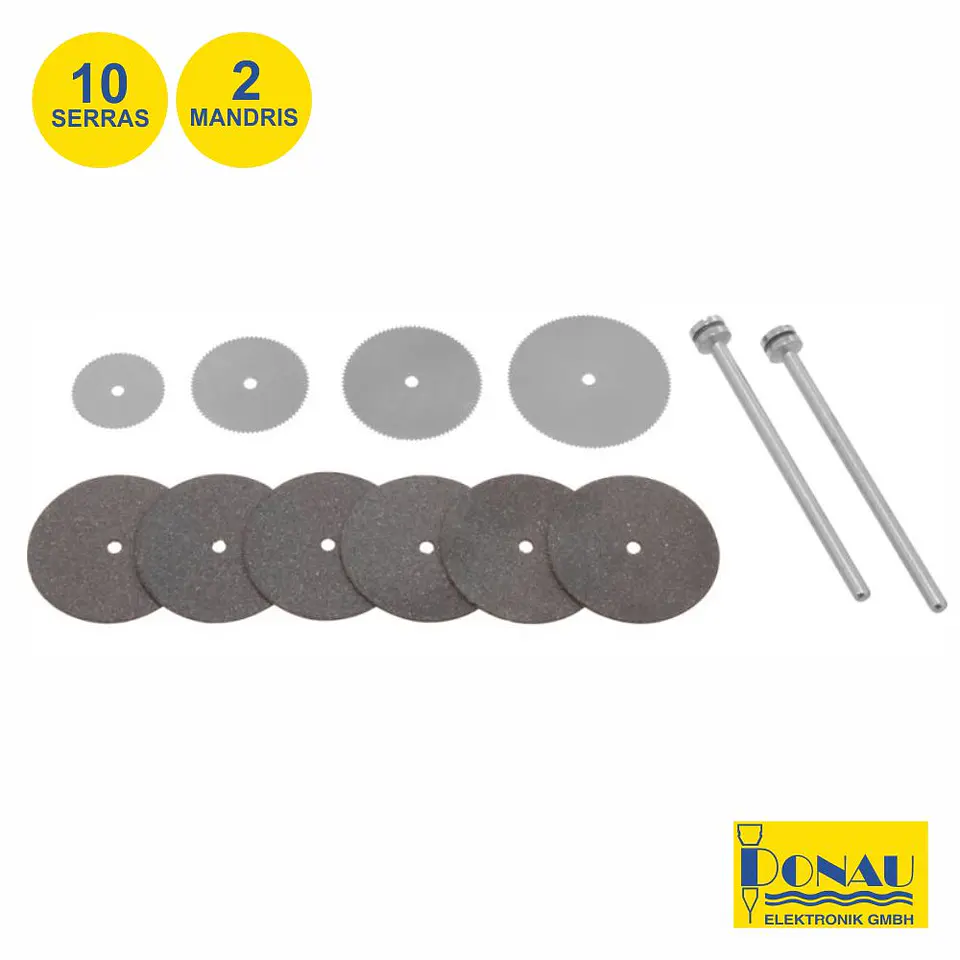 CONJUNTO 6 DISCOS Ø22MM 4 DISCOS Ø12-22MM E MANDRIL DONAU 1