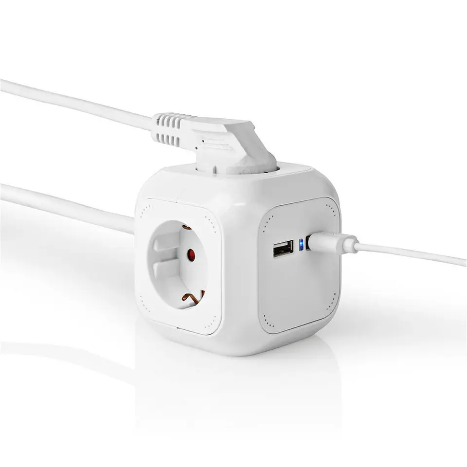 Tomada Elétrica C/ 3x Schuko e 2x USB 1.5m NEDIS 1