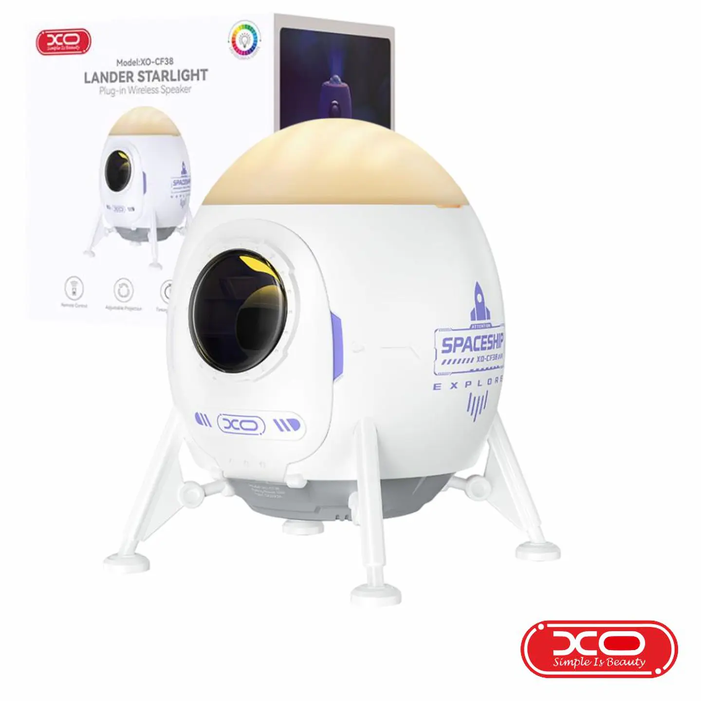 Projetor LED Em Forma de Nave C/ Astronauta RGB 10W XO 1