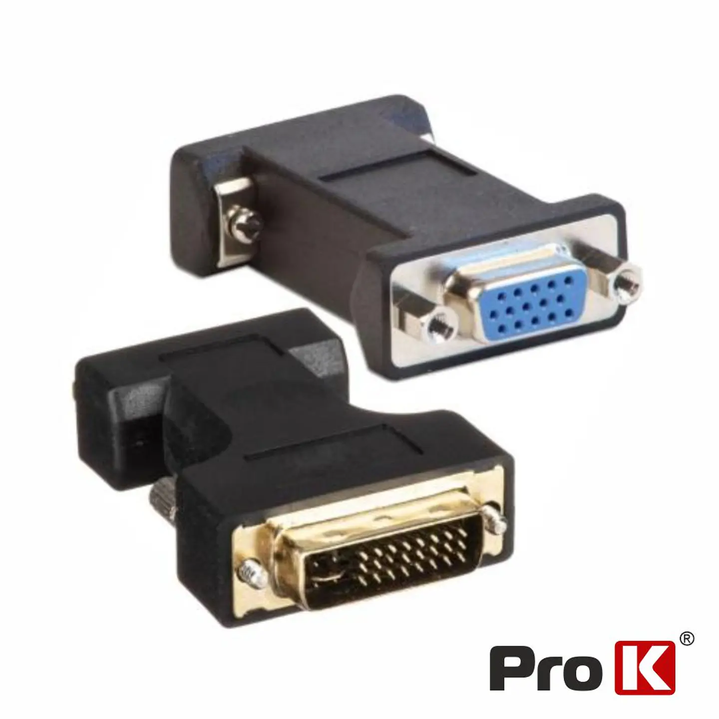 Ficha Adaptadora DVI-I Dual Link Macho / VGA Fêmea PROK 1