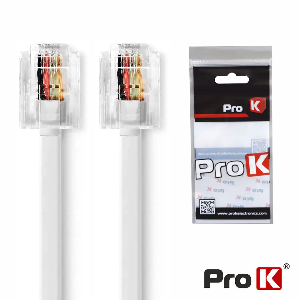 Cabo Telefone RJ11 Branco 10m PROK 1