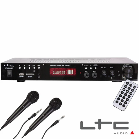 AMPLIFICADOR STEREO HIFI 2X50W VÍDEO HDMI USB/FM/BT/SD 2 MIC