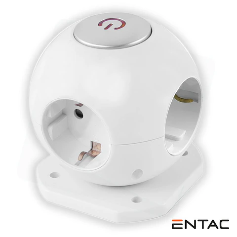 Tomada Elétrica Globo C/ 4 Saídas Branco ENTAC