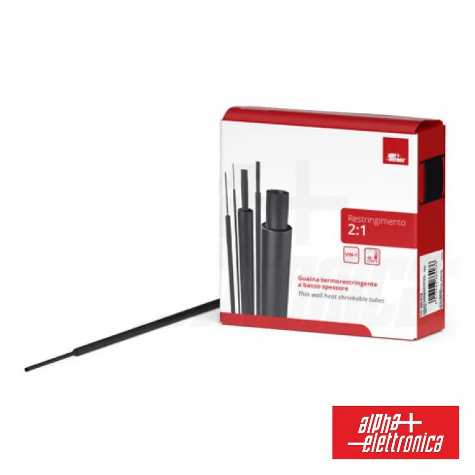 Tubo Manga Termoretráctil Ø6.4mm 8m Preto ALPHA 1