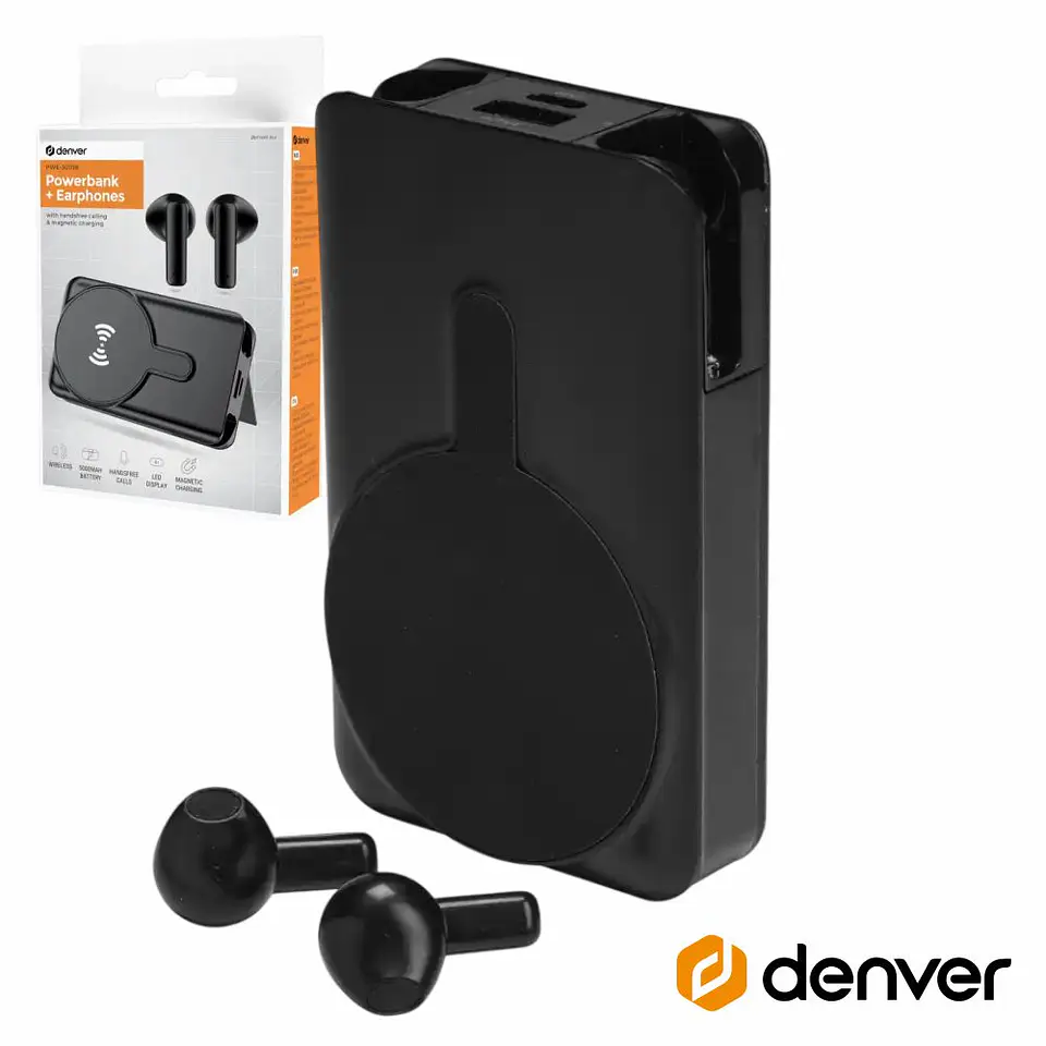 Powerbank 5000mAh C/ Fones Preto DENVER 1