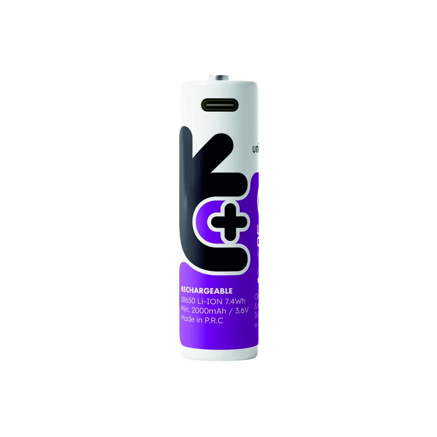 Pilha Lítio 18650 Recarregável 3.7V 2000mAh C/ USB-C 1