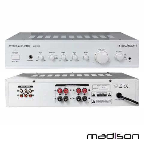 AMPLIFICADOR STEREO HIFI 2X180W 3 ENTRADAS BRANCO MADISON
