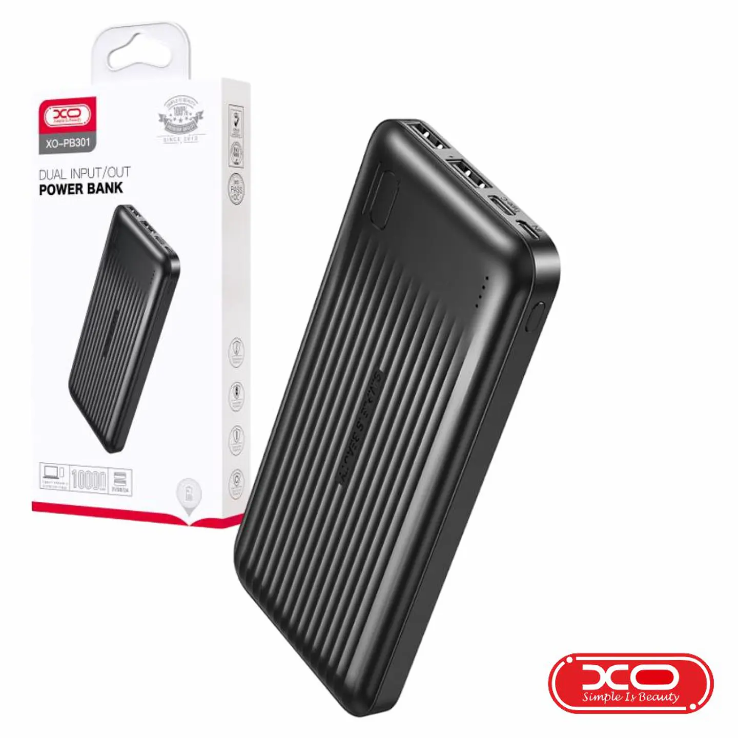 Powerbank 10000mAh C/ Ficha USB-C/MicroUSB Preto XO 1