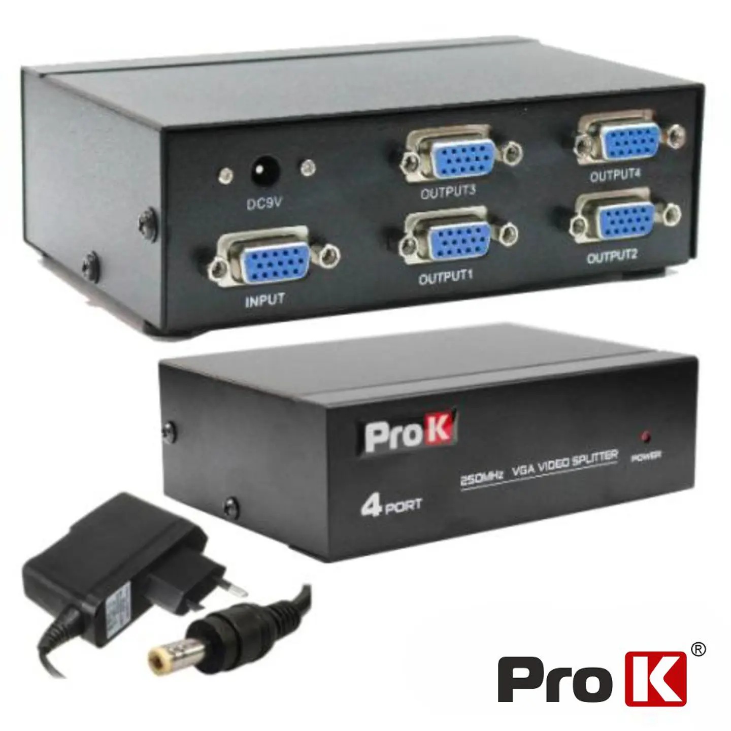 DISTRIBUIDOR VGA AMPLIFICADO 1 ENTRADA 4 SAÍDAS PROK 1