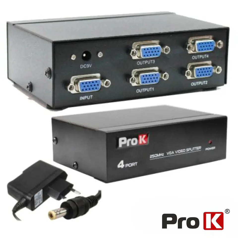 DISTRIBUIDOR VGA AMPLIFICADO 1 ENTRADA 4 SAÍDAS PROK 1