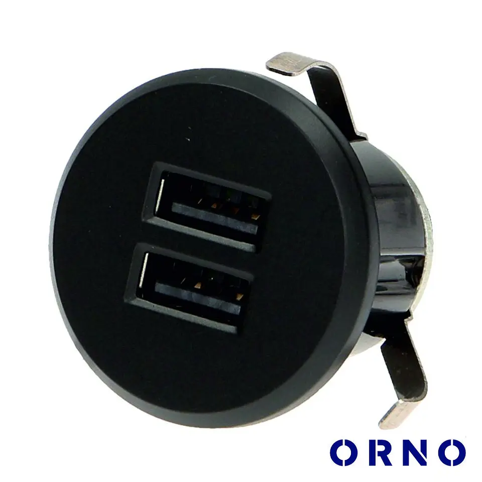 Tomada C/ 2 Saídas USB P/ Secretária 5V / 2.1A Preto ORNO 1