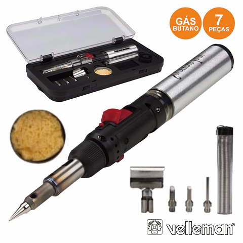 CONJUNTO FERRO DE SOLDAR A GÁS VELLEMAN