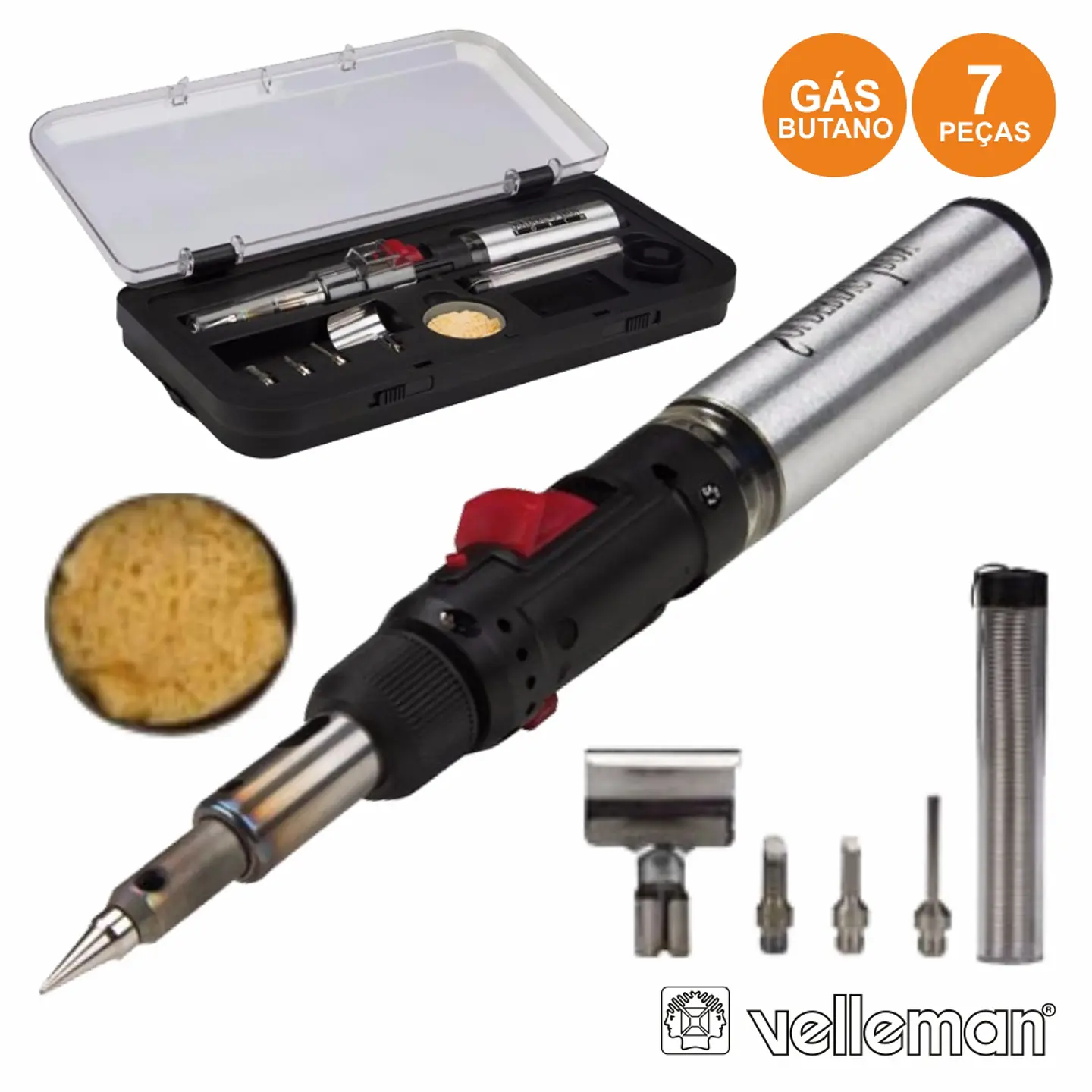 CONJUNTO FERRO DE SOLDAR A GÁS VELLEMAN 1