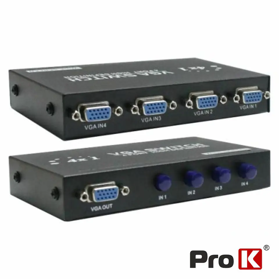 DISTRIBUIDOR COMUTADOR VGA 4 ENTRADAS 1 SAÍDA PROK 1