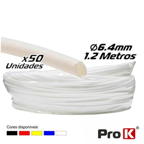 TUBO MANGA TERMORETRÁCTIL 6.4MM 1.2M 50X BRANCO PROK