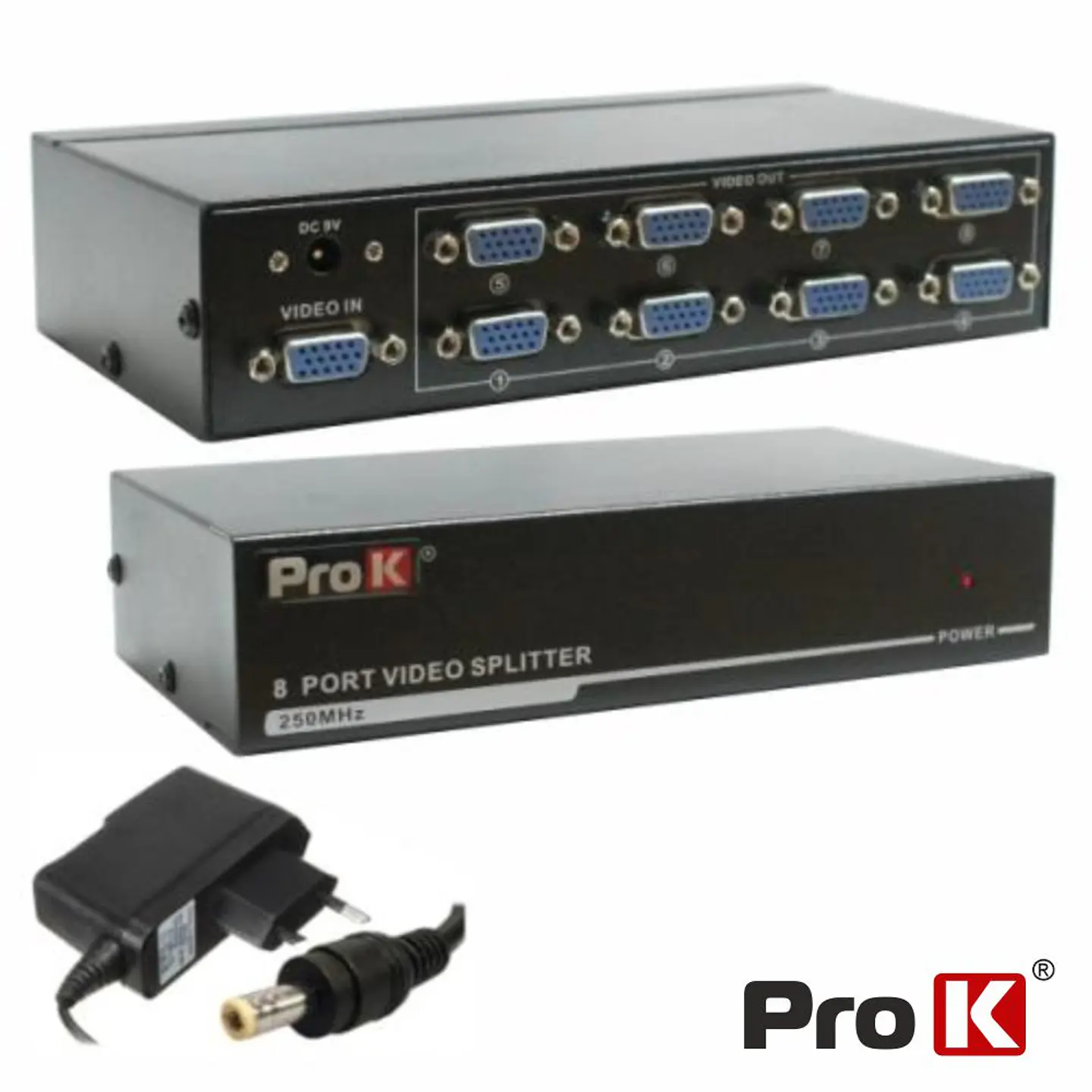 DISTRIBUIDOR VGA AMPLIFICADO 1 ENTRADA 8 SAÍDAS PROK 1