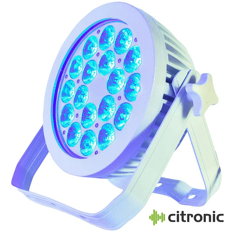 Projetor Par C/ 18 LEDS 216W RGBWA-UV DMX512 Branco CITRONIC