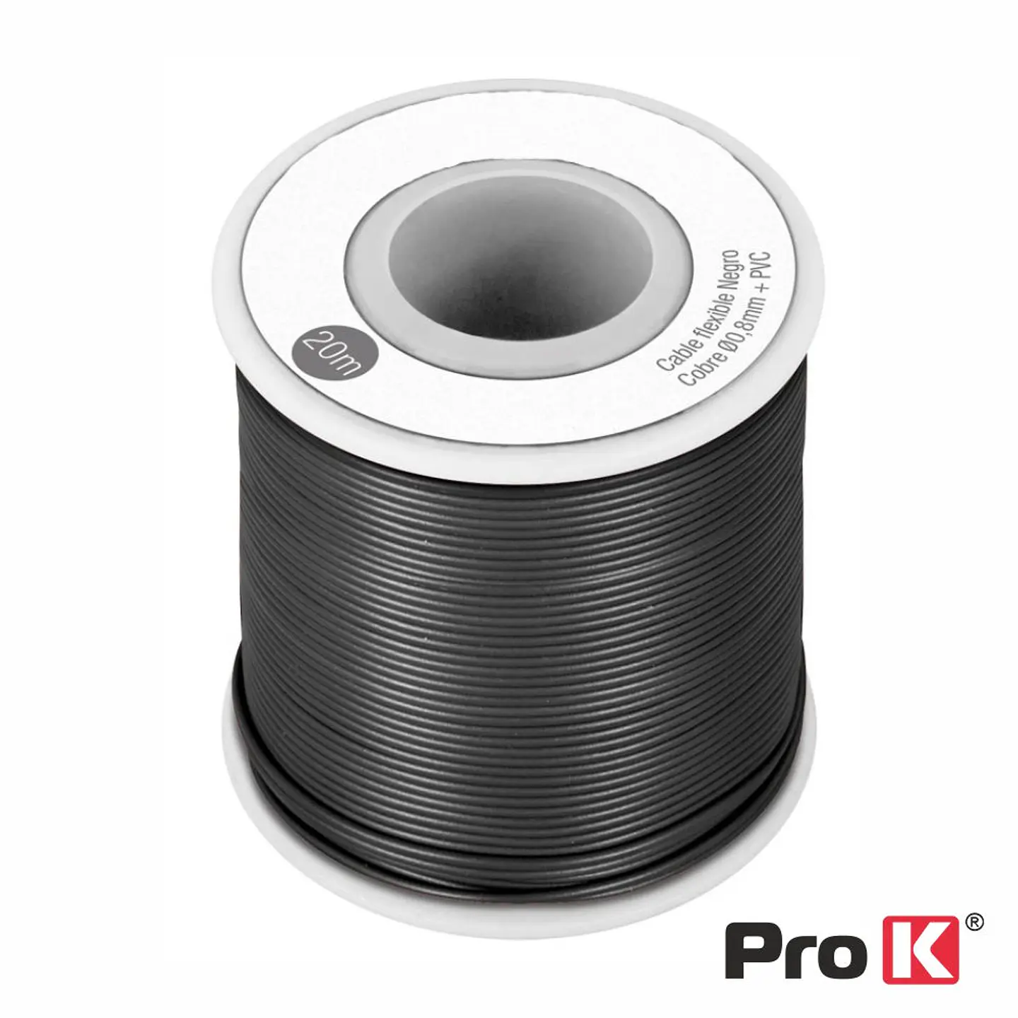 Cabo Multifilar Preto 0.8mm Rolo 20m PROK 1