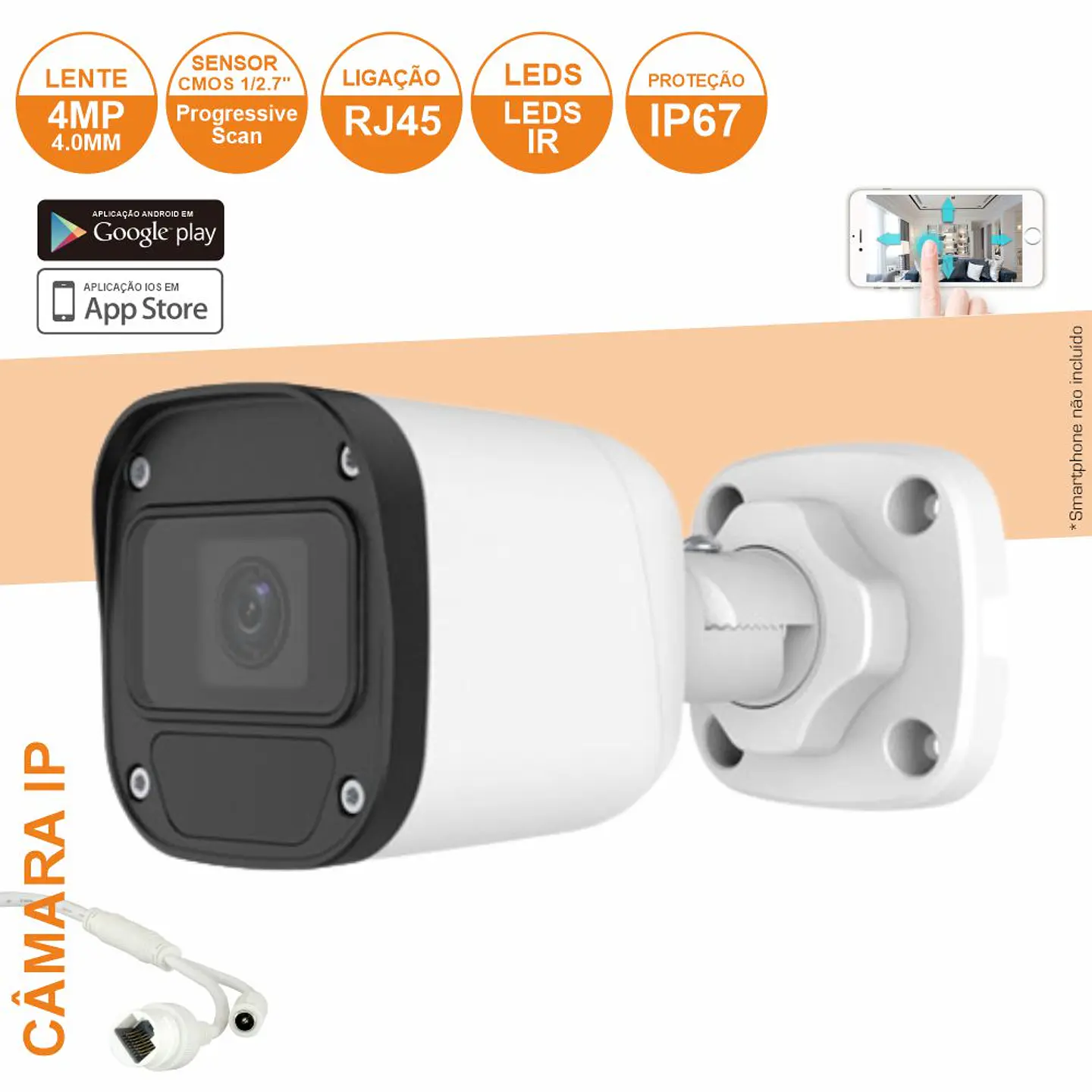 Câmara Vigilância IP Cmos 1080p 4mp IP67 1