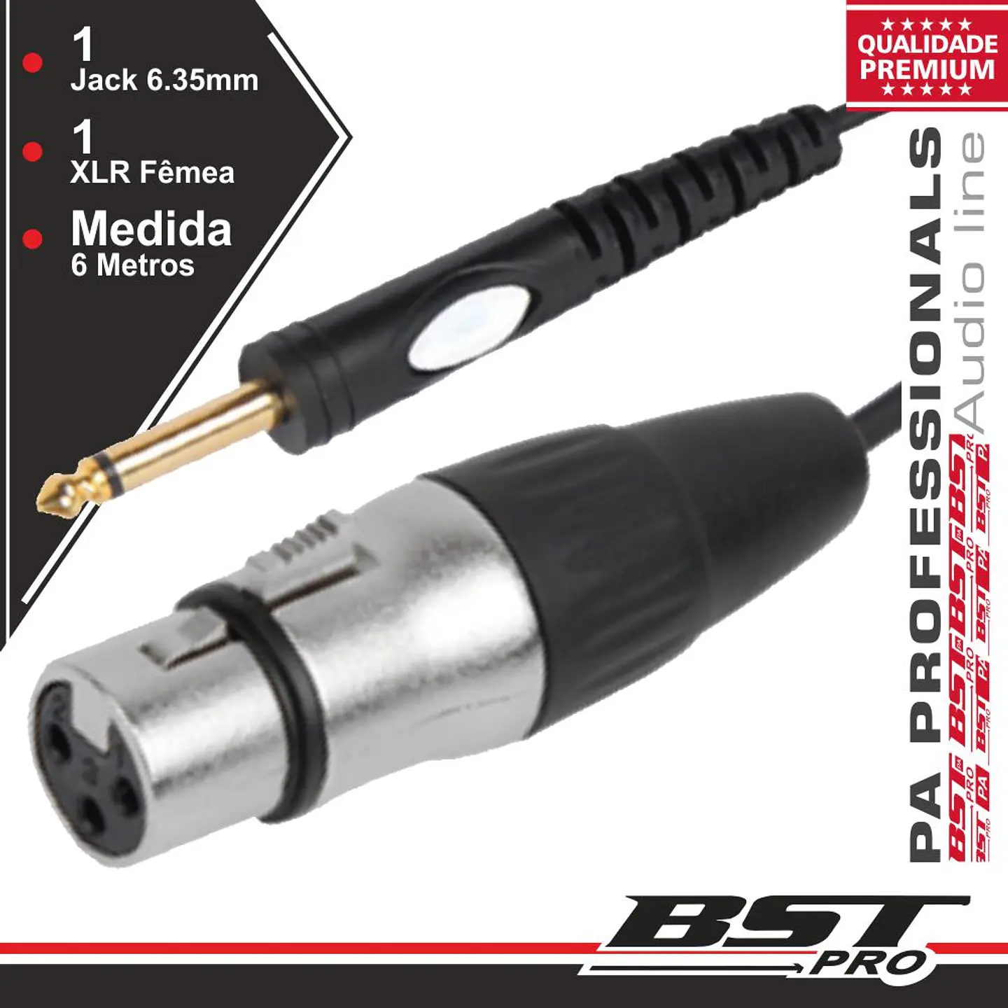 CABO XLR 3P FÊMEA / JACK 6.35MM MACHO ST 6M BSTPRO 1