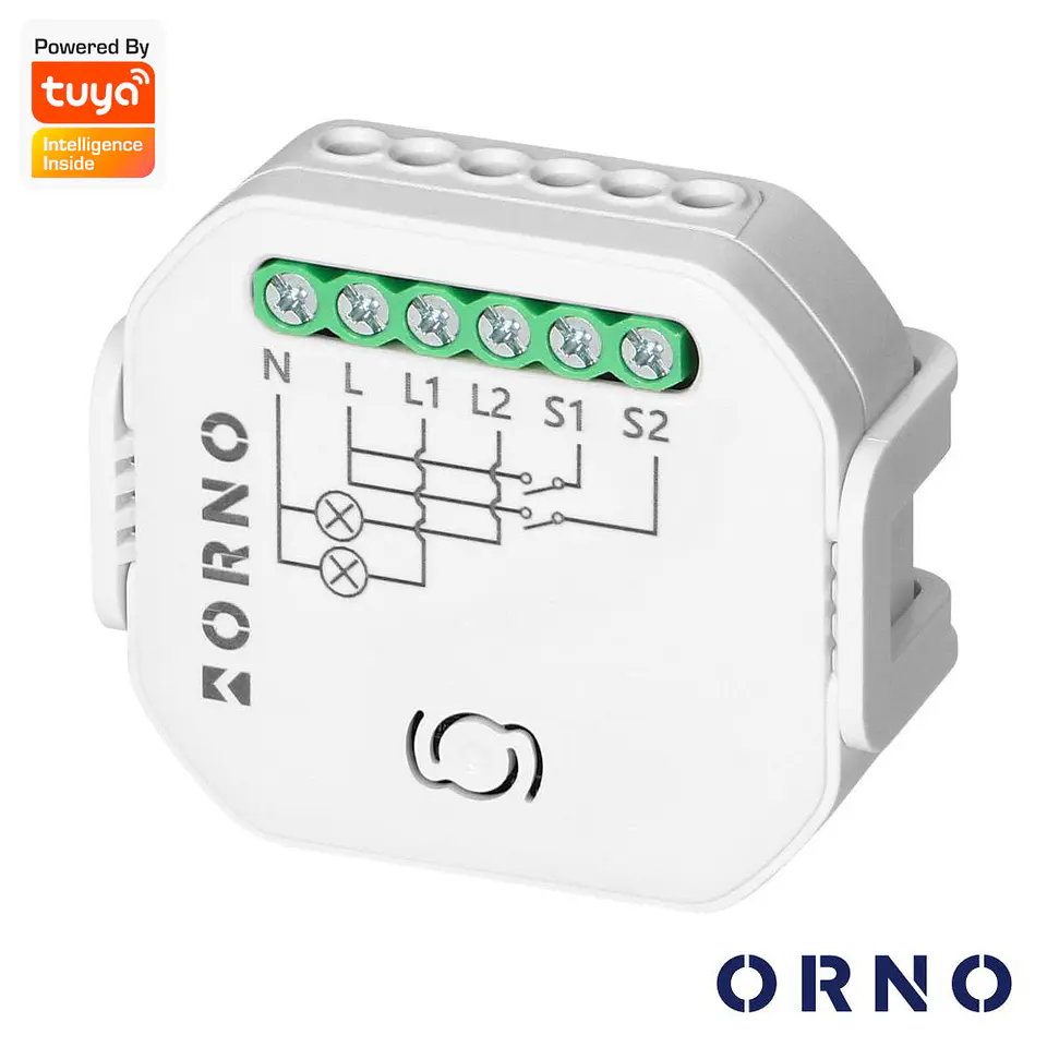 Módulo Relé 2 Canais 2300W 10A WiFi+BT Tuya ORNO 1